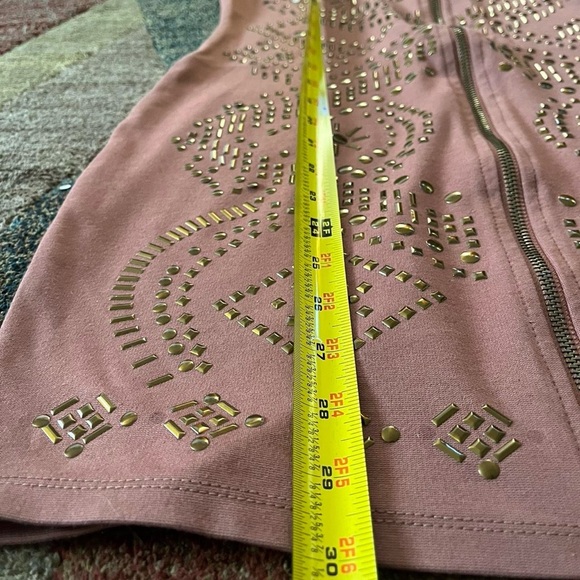 Pink mini dress with gold studs #glammini #studded #lush #blush #partydress - Picture 3 of 4